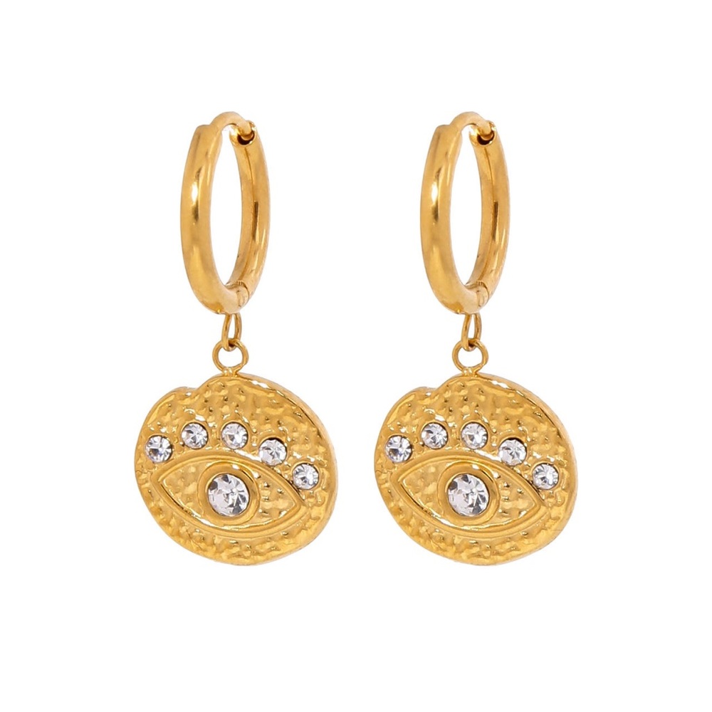 Waterproof Gold Evil Eyes Earrings*Hoop Drop Earrings*